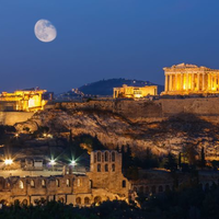 Acropolis and the parthenon at night